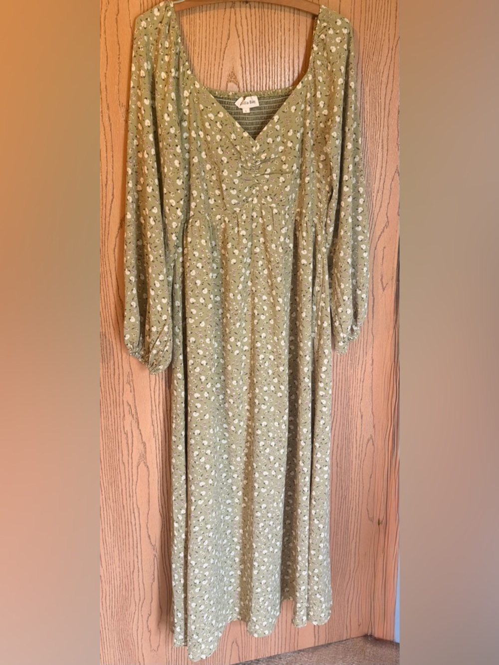 Vanilla Bay Olive Green Floral Maxi Dress